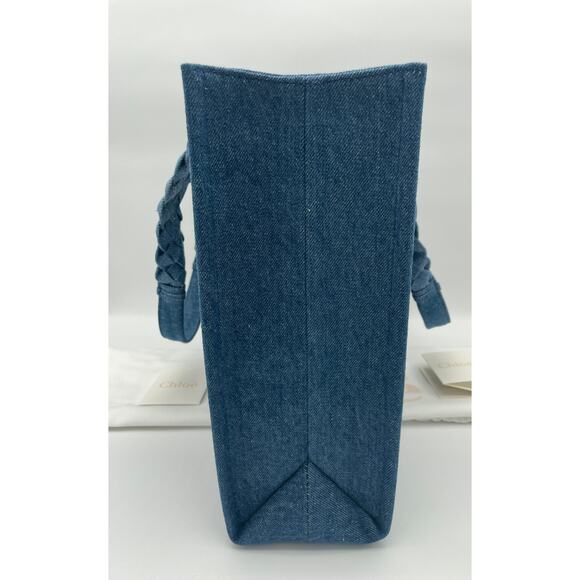 $2K BRAND NEW CHLOE LARGE WOODY DENIM SUMMER TOTE BAG NWT AUTHENTIC - Picture 10 of 16